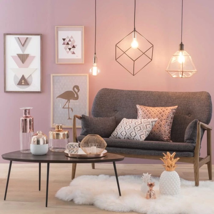 Wohnzimmer deko rosegold